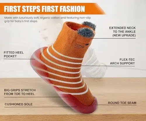 Dookeh Baby Shoes Boys Girls First Walking Shoes Non Slip Soft Sole Sneakers Toddler Infant Babygirl Sock Shoes - 4