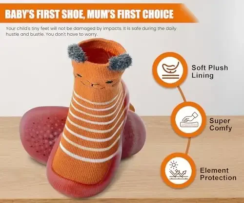 Dookeh Baby Shoes Boys Girls First Walking Shoes Non Slip Soft Sole Sneakers Toddler Infant Babygirl Sock Shoes - 6