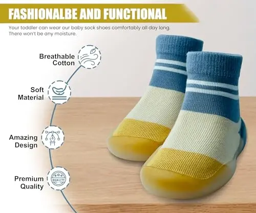 Dookeh Baby Shoes Boys Girls First Walking Shoes Non Slip Soft Sole Sneakers Toddler Infant Babygirl Sock Shoes - 2