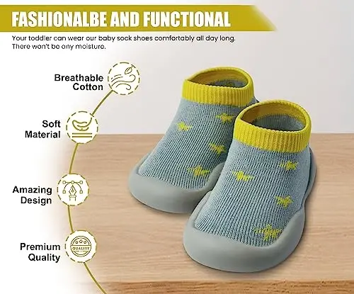 Dookeh Baby Shoes Boys Girls First Walking Shoes Non Slip Soft Sole Sneakers Toddler Infant Babygirl Sock Shoes… - DOOKEH (1)