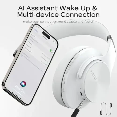 DOQAUS Bluetooth Headphones Over Ear, 90H Playtime Wireless, 3 EQ Modes, HiFi Audio & Deep Bass, ENC Noise Isolating Mic, Soft Earpads for Phone/PC - 5