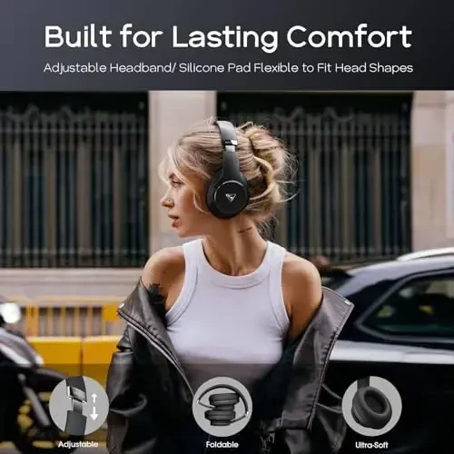 DOQAUS Bluetooth Headphones Quloq ustidagi simsiz eshitish vositasi, 90 soatlik o'yin va mikrofonli 3EQ rejimi, HiFi stereo ovoz, chuqur bass, xotira ko'pikli quloqchinlar, telefon kompyuter sayohat uy ofisi uchun - 6