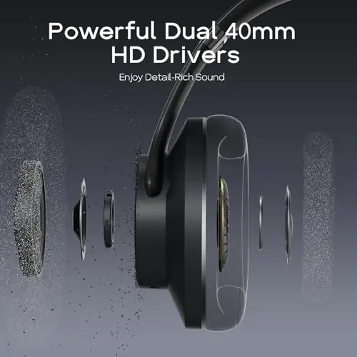 DOQAUS Bluetooth Headphones Quloq ustidagi simsiz eshitish vositasi, 90 soatlik o'yin va mikrofonli 3EQ rejimi, HiFi stereo ovoz, chuqur bass, xotira ko'pikli quloqchinlar, telefon kompyuter sayohat uy ofisi uchun - 5