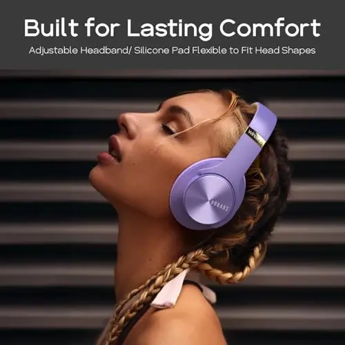 DOQAUS Bluetooth Headphones Over Ear, 90H Playtime Wireless, 3 EQ Modes, HiFi Audio & Deep Bass, ENC Noise Isolating Mic, Soft Earpads for Phone/PC - 4