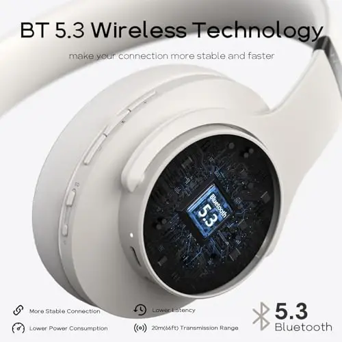 DOQAUS Bluetooth Headphones Over Ear Wireless Headphone, 90H Playtime and 3EQ Modes with Mic, HiFi Stereo Sound, Deep Bass, Memory Foam Cups, for Phone PC Travel Home Office - 4