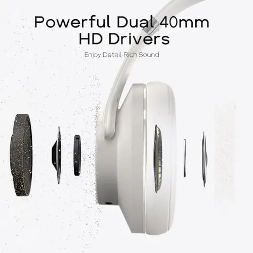 DOQAUS Bluetooth Headphones Over Ear Wireless Headphone, 90H Playtime and 3EQ Modes with Mic, HiFi Stereo Sound, Deep Bass, Memory Foam Cups, for Phone PC Travel Home Office - 5