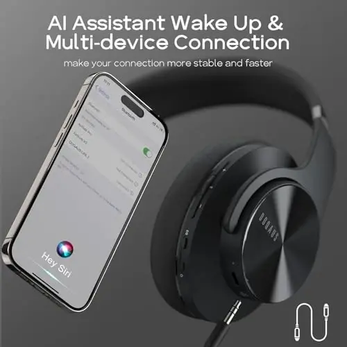 DOQAUS Bluetooth Headphones Over Ear, 90H Playtime Wireless, 3 EQ Modes, HiFi Audio & Deep Bass, ENC Noise Isolating Mic, Soft Earpads for Phone/PC - 3
