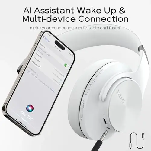 DOQAUS Bluetooth Headphones Over Ear, 90H Playtime Wireless, 3 EQ Modes, HiFi Audio & Deep Bass, ENC Noise Isolating Mic, Soft Earpads for Phone/PC - 5