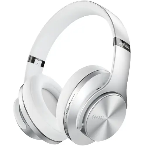DOQAUS Bluetooth Headphones Over Ear, 90H Playtime, 3 EQ Modes, HiFi Audio, ENC Mic, Reinforced Durable Frame & Soft Earpads for Extended Wear, Phone, PC, Travel 