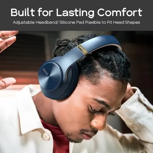 DOQAUS Bluetooth Headphones Over Ear, 90H Playtime Wireless, 3 EQ Modes, HiFi Audio & Deep Bass, ENC Noise Isolating Mic, Soft Earpads for Phone/PC - 4