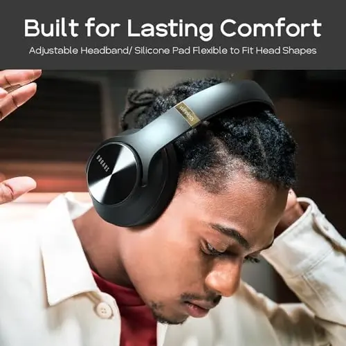 DOQAUS Bluetooth Headphones Over Ear, 90H Playtime Wireless, 3 EQ Modes, HiFi Audio & Deep Bass, ENC Noise Isolating Mic, Soft Earpads for Phone/PC - 4