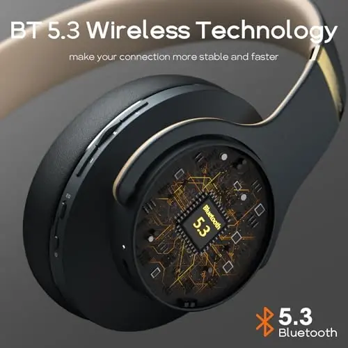 DOQAUS Bluetooth Headphones Over Ear, 90H Playtime Wireless, 3 EQ Modes, HiFi Audio & Deep Bass, ENC Noise Isolating Mic, Soft Earpads for Phone/PC - 5