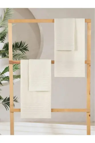 Dora 4-Piece Bath Towel Set - 50x90 70x140cm X2 / 50x90cm X2 Cm-CREAM - 3