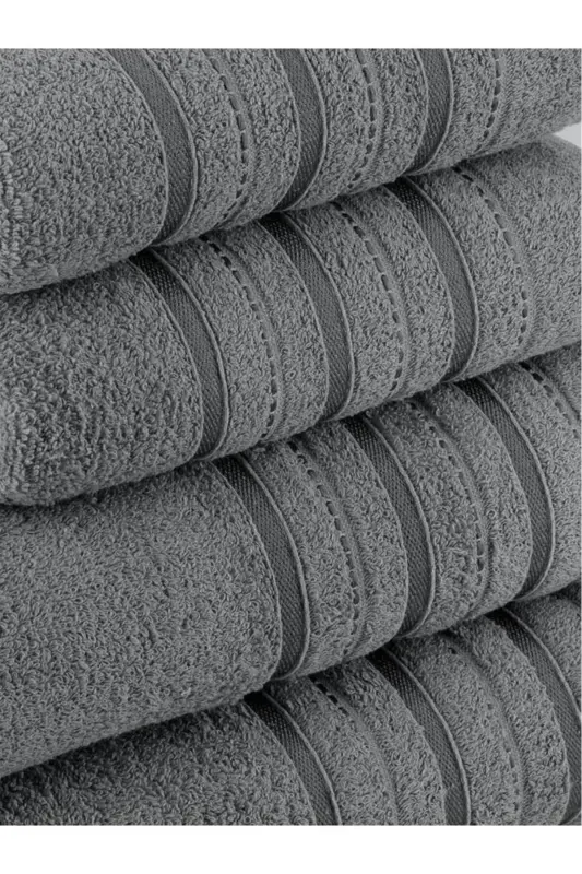 Dora 4'lü Banyo Havlusu Seti 50x90 70X140cm x2 / 50x90cm x2 Cm-GRİ - 7