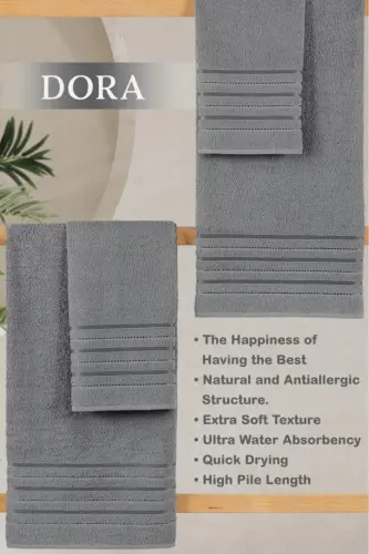 Dora 4'lü Banyo Havlusu Seti 50x90 70X140cm x2 / 50x90cm x2 Cm - GRİ - MODALİN (1)