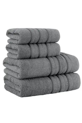 Dora 4'lü Banyo Havlusu Seti 50x90 70X140cm x2 / 50x90cm x2 Cm-GRİ - 4