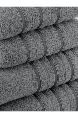 Dora 4'lü Banyo Havlusu Seti 50x90 70X140cm x2 / 50x90cm x2 Cm-GRİ - 7