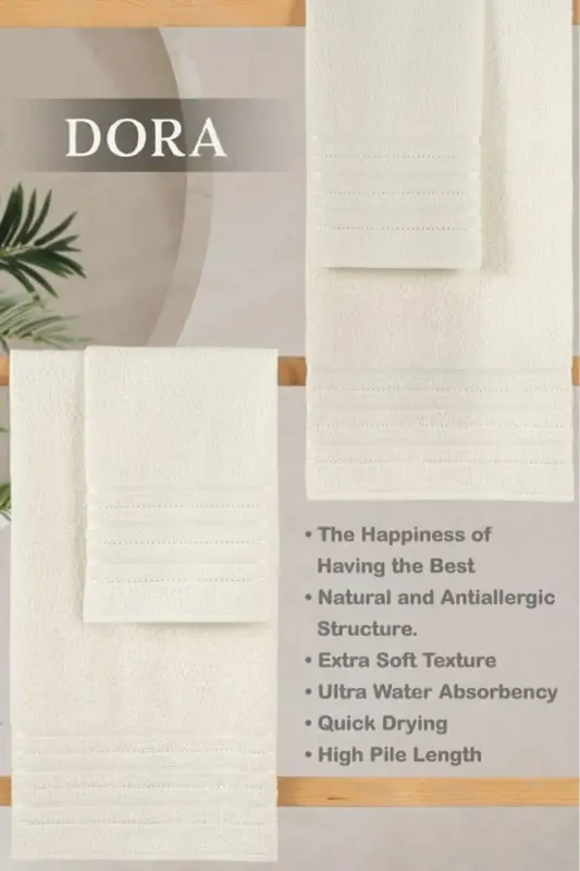 Dora 4'lü Banyo Havlusu Seti - 50x90 70X140cm x2 / 50x90cm x2 Cm-KREM - 2