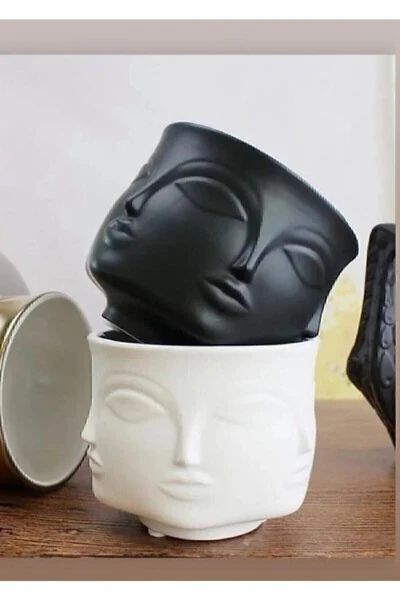 Dora Maar Musa Multifaceted Concrete Planter & Vase 2-Piece Set (black-white) - GENEL MARKALAR