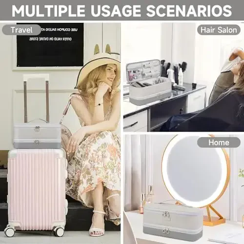 Дорожная сумка для переноски, совместимая с Shark Flexstyle/FlexFusion/феном для волос, двухслойная сумка для хранения горячих инструментов для волос, подходит для Dyson Airwrap Styler/Supersonic и насадок, серый цвет - только сумка - 5