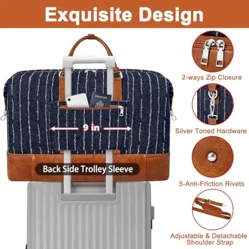 Дорожная сумка-уикендер TIBES для женщин, сумка с отделением для обуви | 3 шт. большая дорожная сумка для спортзала, путешествий, больницы, командировки, ручная кладь, водостойкая - 5