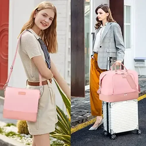 Дорожная сумка Weekender для женщин, ночная сумка с отделением для обуви, большая дорожная сумка-тоут с рукавом для тележки 21