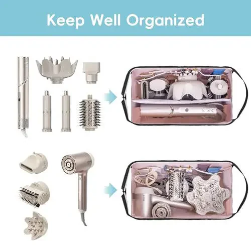 Дорожный чехол Lexeeco Dy son Air wrap для инструментов для волос, дорожная сумка для Shark Flexstyle, портативный фен Shark, органайзер для плойки Revlon (черный) - 5