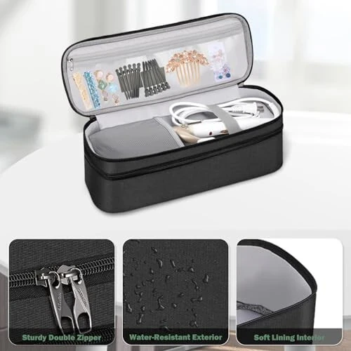 Дорожный чехол SITHON с двойным слоем для Shark FlexStyle/SmoothStyle, водонепроницаемый органайзер для хранения для стайлера Airwrap, а также для фена Revlon One-Step (только чехол) (черный) - 5