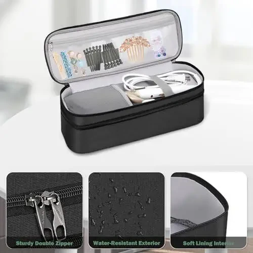 Дорожный чехол SITHON с двойным слоем для Shark FlexStyle/SmoothStyle, водонепроницаемый органайзер для хранения для стайлера Airwrap, а также для фена Revlon One-Step (только чехол) (черный) - 5