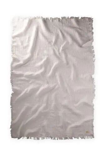 Dört Kat Püsküllü Battaniye 80X120 Cm Ekru - EKRU - Cigit (1)