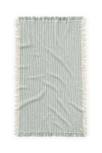 Dört Kat Püsküllü Müslin Battaniye 80X120 Cm Yeşil Çizgili - YEŞİL ÇİZGİLİ - Cigit (1)