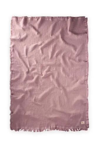 Dört Kat Püsküllü Organic Müslin Battaniye 80X120 Cm Bakır - BAKIR - Cigit (1)