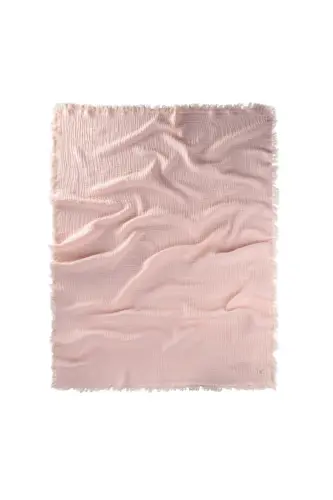 Dört Kat Püsküllü Organic Müslin Battaniye 80X120 Cm Pudra Pembe - PUDRA PEMBE - CIGIT (1)