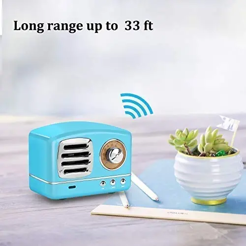 Dosmix Wireless Stereo Retro Speakers, Portable Bluetooth Vintage Speakers with Powerful Sound, Hands-Free Calls, Alexa Support, TF Card, AUX for Kitchen Bedrooms Party Outdoor Android iOS Blue - 6