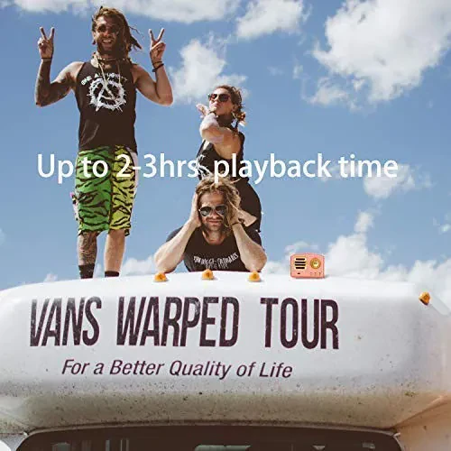 Dosmix Portable Bluetooth Stereo Speaker, Enhanced Bass Retro Wireless Vintage Speaker with TF Card Slot, Built-in Mic for Travel, Home, Beach, Kitchen for Android/iOS Devices (Pink) - Dosmix