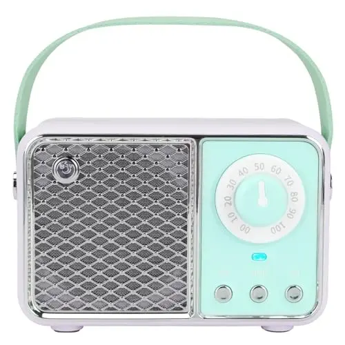 Dosmix Retro Bluetooth Speaker, Vintage Decor, Wireless Bluetooth Speakers, Cute Old Fashion Style for Kitchen Desk Bedroom Office Party Outdoor Kawaii Accessories (Cyan Green) - 1