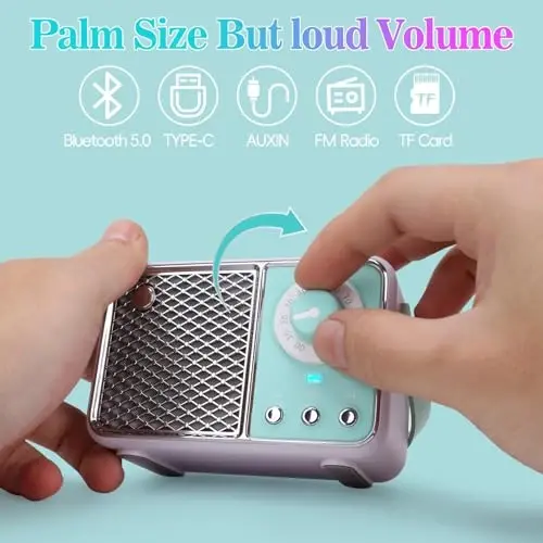 Dosmix Retro Bluetooth Speaker, Vintage Decor, Wireless Bluetooth Speakers, Cute Old Fashion Style for Kitchen Desk Bedroom Office Party Outdoor Kawaii Accessories (Cyan Green) - DOSMIX (1)