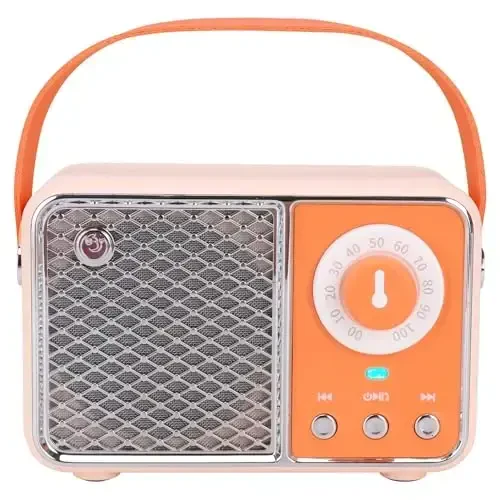 Dosmix Retro Bluetooth Speaker, Vintage Decor, Wireless Bluetooth Speakers, Cute Old Fashion Style for Kitchen Desk Bedroom Office Party Outdoor Kawaii Accessories (Orange) - DOSMIX
