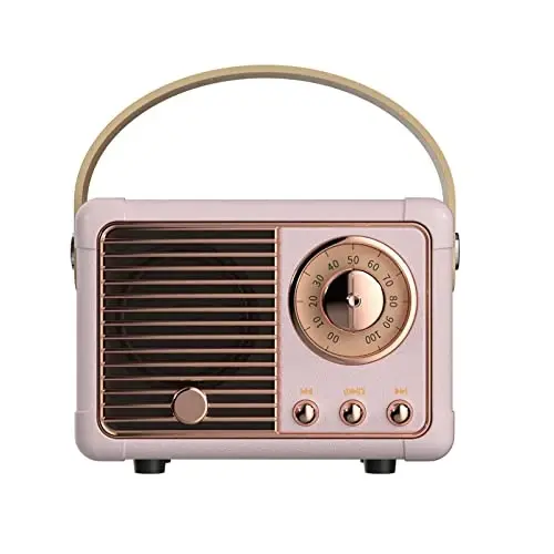 Dosmix Retro Bluetooth Speaker, Vintage Decor, Small Wireless Bluetooth Speaker, Cute Old Fashion Style for Kitchen Desk Bedroom Office Outdoor,Birthday Gifts Ideas for Women Teenage - 1