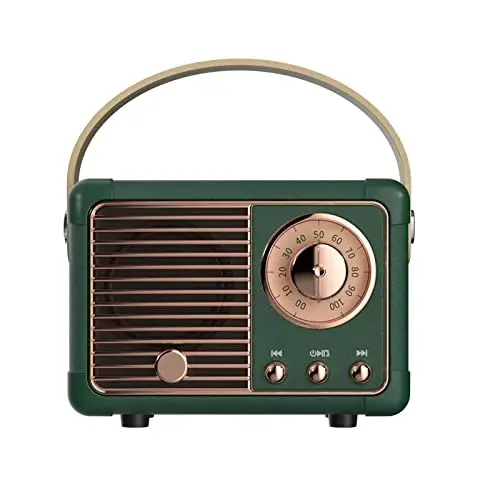 Dosmix Retro Bluetooth Speaker, Vintage Decor, Mini Wireless Bluetooth Speaker, Cute Old Fashion Style for Kitchen Desk Bedroom Office Party Outdoor Accessories for iPhone Android (Green) - 1