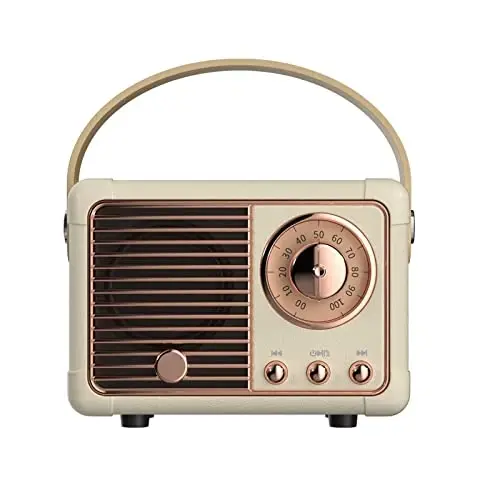 Dosmix Retro Bluetooth Speaker, Vintage Decor, Portable Wireless Bluetooth Speaker, Cute Old Fashion Style for Kitchen Desk Bedroom Office Outdoor Accessories for iPhone Android (Yellow) - 1