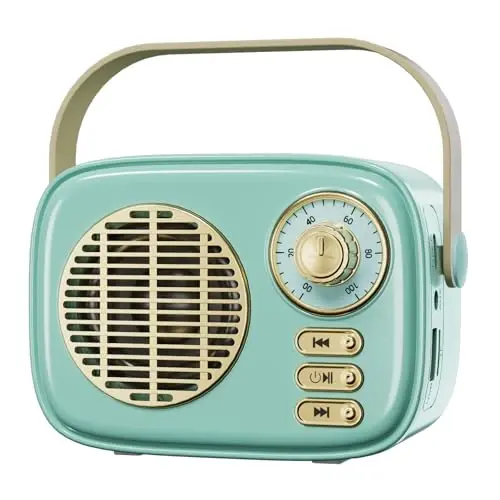 Dosmix Retro Bluetooth Hoparlör,Mini Vintage Dekor,Küçük Mavi | oda dekoru,masa, mutfak, yatak odası, Bluetooth, USB, TF kart ve AUX ile seyahat ,kadın genç kızlar için hediyeler ,havalı sevimli küçük - 1