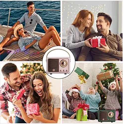 Dosmix Retro Bluetooth karnay, Vintage dekor, Kichkina simsiz Bluetooth karnay, Oshxona stol usti yotoq xonasi ofis tashqarisida uchun yoqimli eski uslub, Ayollar o'smirlar uchun tug'ilgan kun sovg'alari g'oyalari - 2