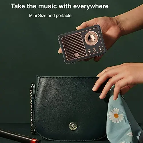 Dosmix Retro Bluetooth karnay, Vintage dekor, kichkina simsiz Bluetooth karnay, oshxona stoli yotoq xonasi ofisi ochiq havoda ayollar erkaklar o'smirlar uchun tug'ilgan kun sovg'alari uchun yoqimli eski uslub - 5