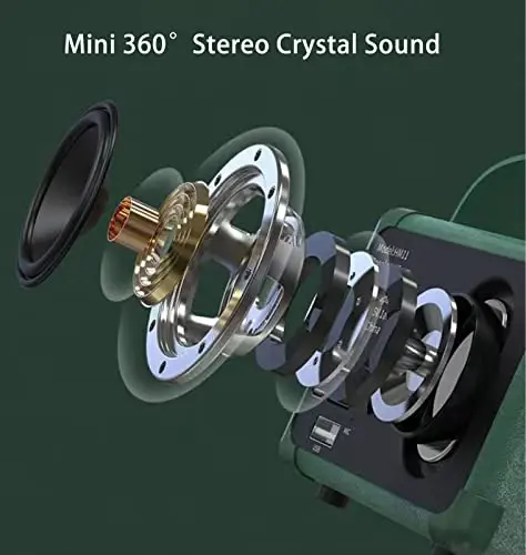 Dosmix Retro Bluetooth karnay, Vintage dekor, Mini simsiz Bluetooth karnay, Oshxona stol usti yotoqxona ofis partiyasi ochiq havoda iPhone Android uchun yoqimli eski uslub (yashil) - 5