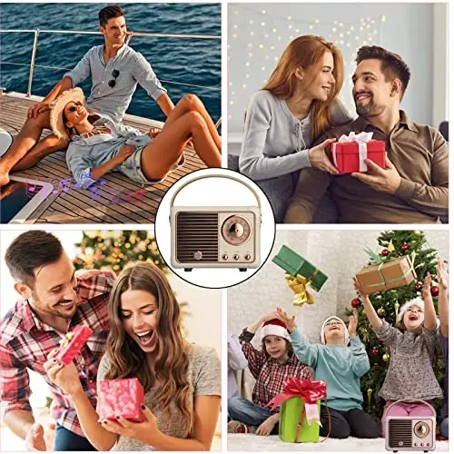 Dosmix Retro Bluetooth karnay, Vintage dekor, Portativ simsiz Bluetooth karnay, iPhone Android uchun oshxona stoli yotoq xonasi ofis ochiq havoda aksessuarlari uchun yoqimli eski moda uslubi (sariq) - 4