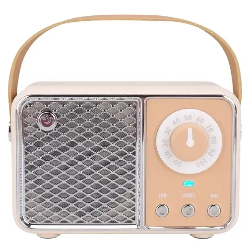 Dosmix Retro Bluetooth karnay, Vintage dekor, Simsiz Bluetooth karnaylar, Oshxona stol yotoq xonasi ofis partiyasi tashqi Kawaii aksessuarlari uchun yoqimli eski moda uslubi (Bej) - DOSMIX