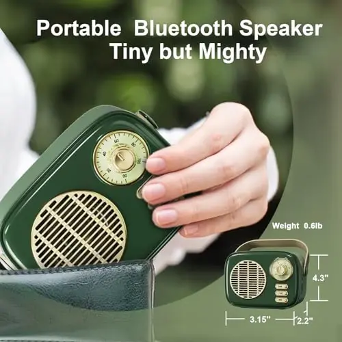 Dosmix Ретро Bluetooth Колонка, Мини Винтажный Декор, Маленькая Зеленая | ретро декор с Bluetooth, USB, TF картой и AUX для стола, кухни, спальни и путешествий, подарок на день рождения для женщин и девочек-подростков - 5