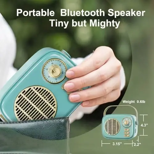 Dosmix Ретро Bluetooth-колонка, Мини Винтажный Декор, Маленький Синий | декор комнаты, стол, кухня, спальня, путешествия с Bluetooth, USB, TF картой и AUX , подарки для женщин девочек подростков , крутой милый маленький - 6