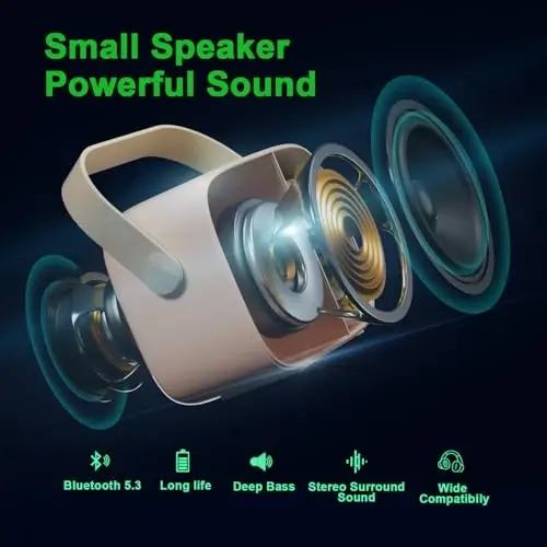 Dosmix Ретро Bluetooth-колонка, Портативный мини винтажный декор, Розовый | подарок декор для спальни девочки-подростка, стол, кухня, спальня, путешествия с Bluetooth, USB, TF карта и AUX, милый розовый небольшой дизайн - 4